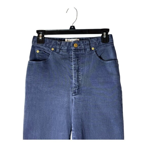 St John Jeans Women 4 Blue‎ Medium Denim High Rise Tapered Leg Mom Luxury Preppy - Picture 4 of 10